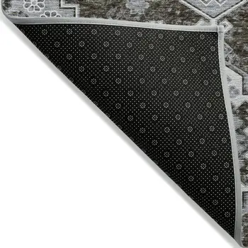 8' X 10' Brown And Gray Medallion Washable Indoor Outdoor Area Rug