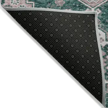 3' X 5' Emerald Brown And Ivory Medallion Washable Indoor Outdoor Area Rug