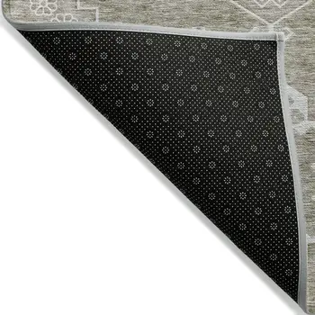 8' X 10' Taupe Beige And Ivory Medallion Washable Indoor Outdoor Area Rug