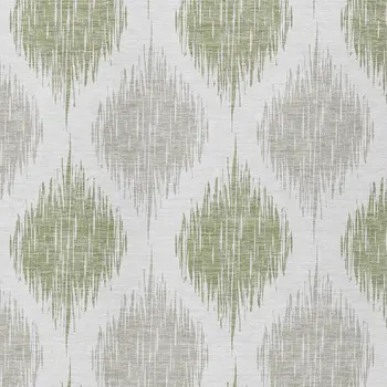 3' X 5' Artichoke Green Ivory And Gray Ikat Washable Indoor Outdoor Area Rug