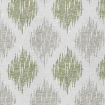 5' X 8' Artichoke Green Ivory And Gray Ikat Washable Indoor Outdoor Area Rug