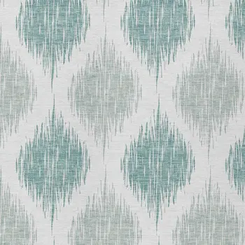 3' X 5' Aqua Teal Blue And Ivory Ikat Washable Indoor Outdoor Area Rug