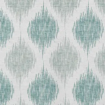 9' X 12' Aqua Teal Blue And Ivory Ikat Washable Indoor Outdoor Area Rug