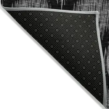5' X 8' Black Silver And Gray Ikat Washable Indoor Outdoor Area Rug