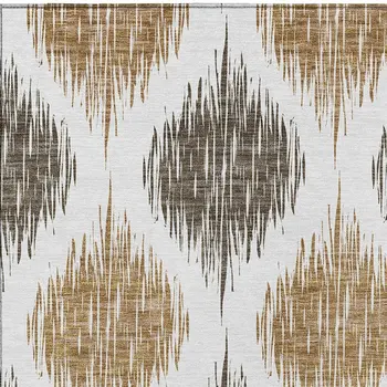 3' X 5' Chocolate And Ivory Ikat Washable Indoor Outdoor Area Rug