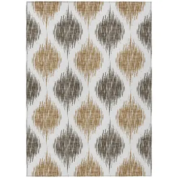 3' X 5' Chocolate And Ivory Ikat Washable Indoor Outdoor Area Rug