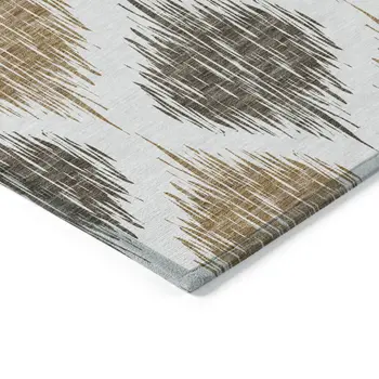 3' X 5' Chocolate And Ivory Ikat Washable Indoor Outdoor Area Rug