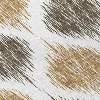 3' X 5' Chocolate And Ivory Ikat Washable Indoor Outdoor Area Rug
