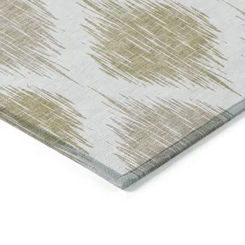5' X 8' Gold Ivory And Beige Ikat Washable Indoor Outdoor Area Rug