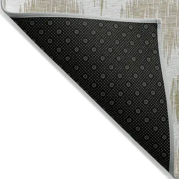 9' X 12' Gold Ivory And Beige Ikat Washable Indoor Outdoor Area Rug