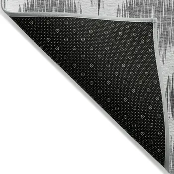 9' X 12' Gray Ivory And Charcoal Ikat Washable Indoor Outdoor Area Rug
