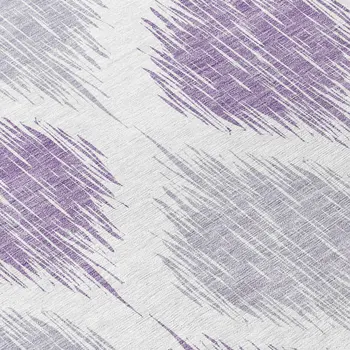 8' Lavender Purple And Ivory Round Ikat Washable Indoor Outdoor Area Rug