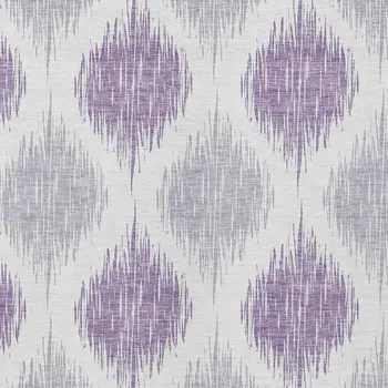 8' X 10' Lavender Purple And Ivory Ikat Washable Indoor Outdoor Area Rug