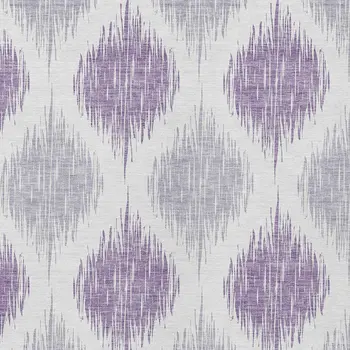 10' X 14' Lavender Purple And Ivory Ikat Washable Indoor Outdoor Area Rug