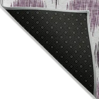 3' X 5' Purple Plum And Ivory Ikat Washable Indoor Outdoor Area Rug