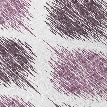 3' X 5' Purple Plum And Ivory Ikat Washable Indoor Outdoor Area Rug