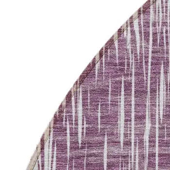 8' Purple Plum And Ivory Round Ikat Washable Indoor Outdoor Area Rug