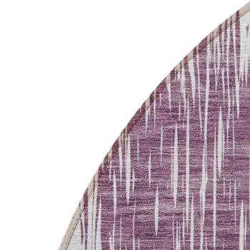 8' Purple Plum And Ivory Round Ikat Washable Indoor Outdoor Area Rug