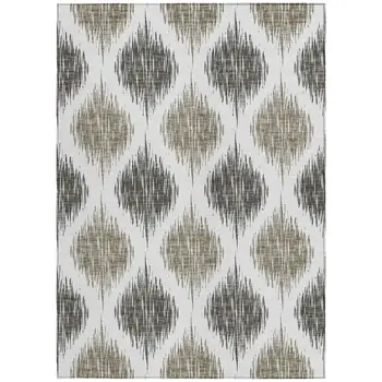 3' X 5' Taupe Ivory And Brown Ikat Washable Indoor Outdoor Area Rug