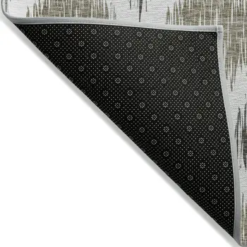 5' X 8' Taupe Ivory And Brown Ikat Washable Indoor Outdoor Area Rug