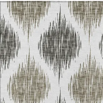 8' X 10' Taupe Ivory And Brown Ikat Washable Indoor Outdoor Area Rug