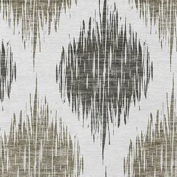 8' X 10' Taupe Ivory And Brown Ikat Washable Indoor Outdoor Area Rug