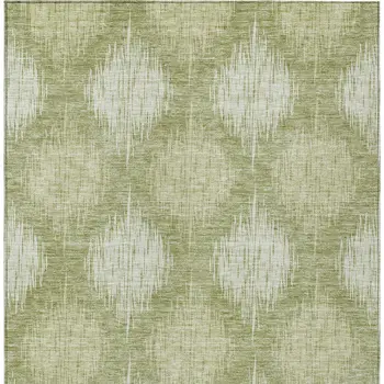 5' X 8' Artichoke Green And Fern Green Ikat Washable Indoor Outdoor Area Rug