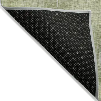 5' X 8' Artichoke Green And Fern Green Ikat Washable Indoor Outdoor Area Rug