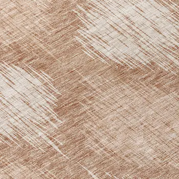 8' Coral And Terra Cotta Round Ikat Washable Indoor Outdoor Area Rug