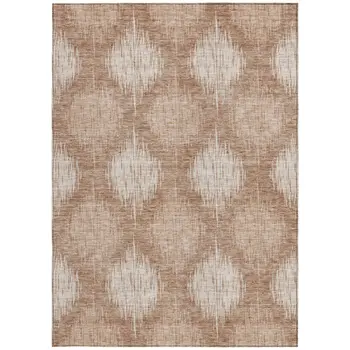 10' X 14' Coral And Terra Cotta Ikat Washable Indoor Outdoor Area Rug