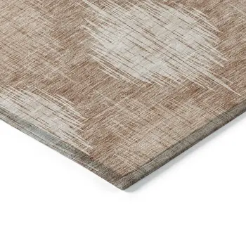 10' X 14' Coral And Terra Cotta Ikat Washable Indoor Outdoor Area Rug