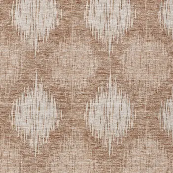 10' X 14' Coral And Terra Cotta Ikat Washable Indoor Outdoor Area Rug