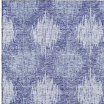 5' X 8' Denim Blue And Sky Blue Ikat Washable Indoor Outdoor Area Rug