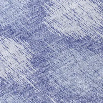 8' Denim Blue And Sky Blue Round Ikat Washable Indoor Outdoor Area Rug