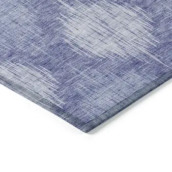 8' X 10' Denim Blue And Sky Blue Ikat Washable Indoor Outdoor Area Rug