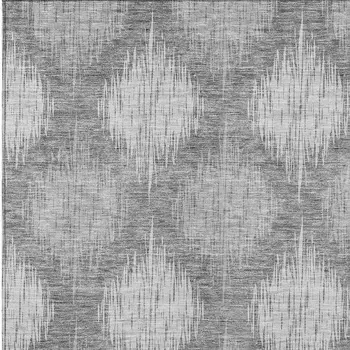 5' X 8' Gray Silver And Charcoal Ikat Washable Indoor Outdoor Area Rug