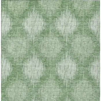 3' X 5' Mint Green And Fern Green Ikat Washable Indoor Outdoor Area Rug