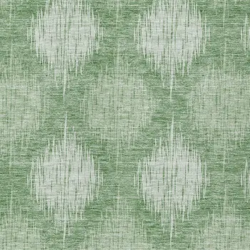 5' X 8' Mint Green And Fern Green Ikat Washable Indoor Outdoor Area Rug