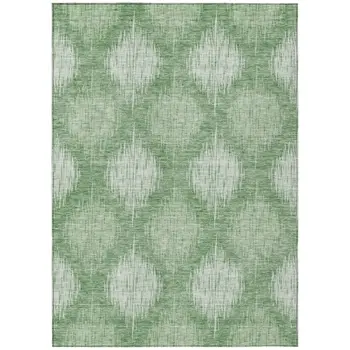 8' X 10' Mint Green And Fern Green Ikat Washable Indoor Outdoor Area Rug