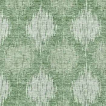 9' X 12' Mint Green And Fern Green Ikat Washable Indoor Outdoor Area Rug