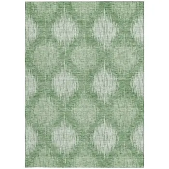 10' X 14' Mint Green And Fern Green Ikat Washable Indoor Outdoor Area Rug