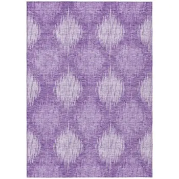 3' X 5' Plum Purple And Lavender Ikat Washable Indoor Outdoor Area Rug