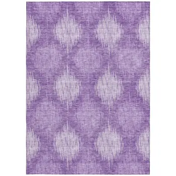 3' X 5' Plum Purple And Lavender Ikat Washable Indoor Outdoor Area Rug