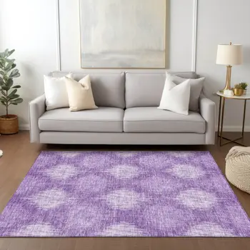 3' X 5' Plum Purple And Lavender Ikat Washable Indoor Outdoor Area Rug