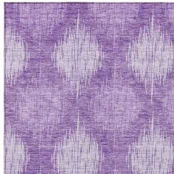 9' X 12' Plum Purple And Lavender Ikat Washable Indoor Outdoor Area Rug