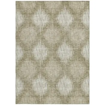 8' X 10' Taupe And Beige Ikat Washable Indoor Outdoor Area Rug