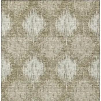 10' X 14' Taupe And Beige Ikat Washable Indoor Outdoor Area Rug
