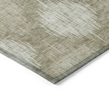 10' X 14' Taupe And Beige Ikat Washable Indoor Outdoor Area Rug