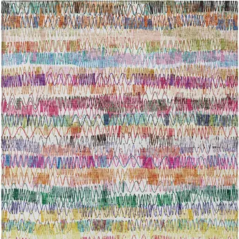 5' X 8' Green Ivory And Purple Striped Washable Indoor Outdoor Area Rug