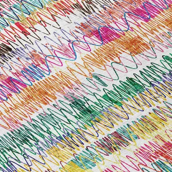 8' X 10' Green Ivory And Purple Striped Washable Indoor Outdoor Area Rug